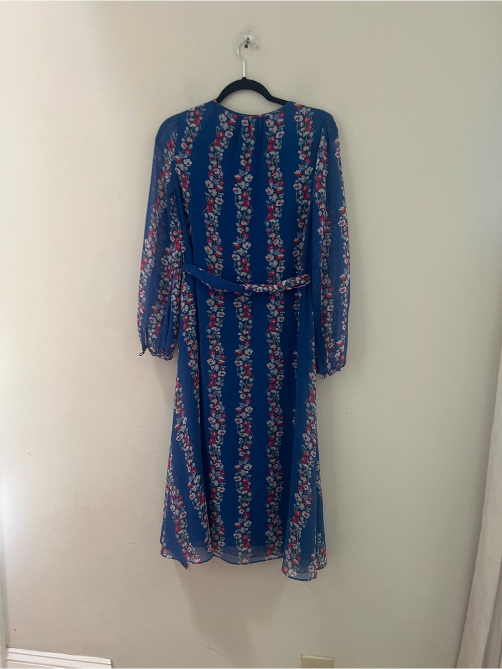 Boden Blue Floral Long-Sleeve Belted Midi Dress - Picture 10 of 13